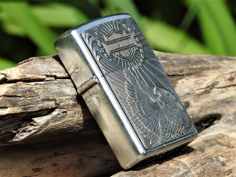 Harley Davidson Zippo Lighter - Eagle Stars and Stripes - Barrett 