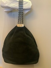 borsa donna Alberta Ferretti in camoscio nero con manici a catena