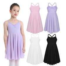 Kids Girls Ballet Tutu Dance Leotard Sleeveless Chiffon Gymnastics Dancewear