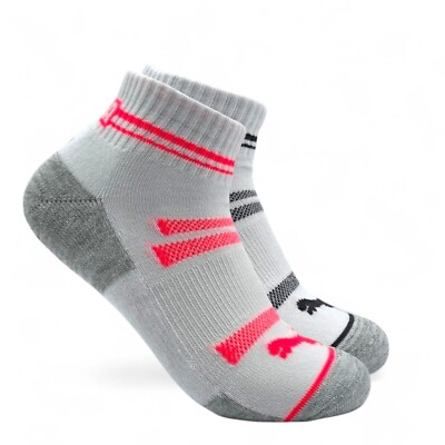 Puma women's Quarter crew  Mid Ankle Multicolor white socks 6 pairs