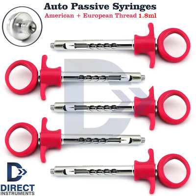 5Pcs Dental Self Aspirating Syringe Anesthetic 1.8ml Pink Auto Passive AMR+EUR