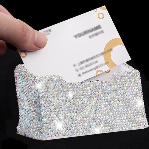 Crystals Luxury Display Pocket Case Cards Office Desk Desktop Table Business - Picture 8 of 12