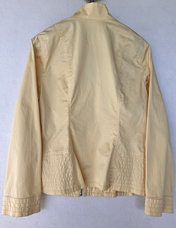 Chicos Lightweight Yellow Jacket Sz 12 / 14 Cotton Spandex Zip Pockets