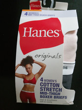 Hanes4womens Cotton Stretch Mid Thigh Boxer Briefs Size 8/XL