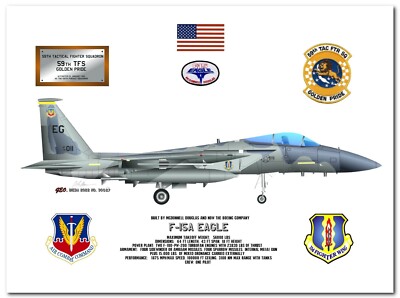 F-15A Eagle, 59th TFS, 33d FW, USAF Fighter Print, late 1980s