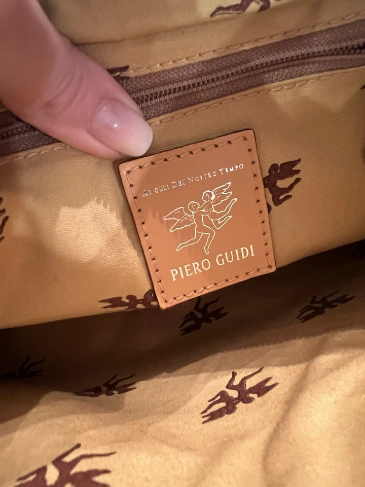 Bolso de Hombro Piero Guidi Magic Circus Cuero Borgoña Recubierto Lona Foto 3 de 3