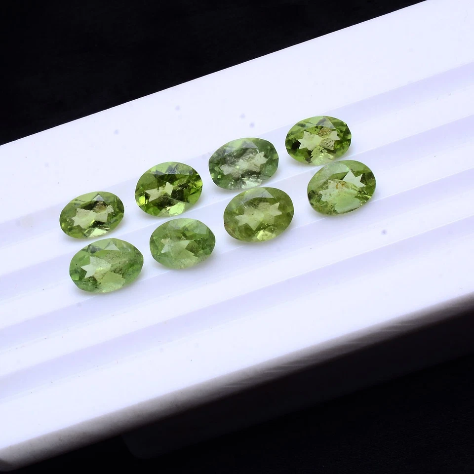 8 Stück Peridot Natürlich Unbehandelt 8mm-9mm Oval Schliff Funkelnde Lose - Bild 4 von 4