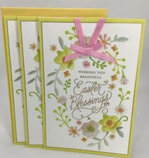 3 Hallmark Happy Easter Cards Religious BLESSINGS Pink Bow DaySpring God