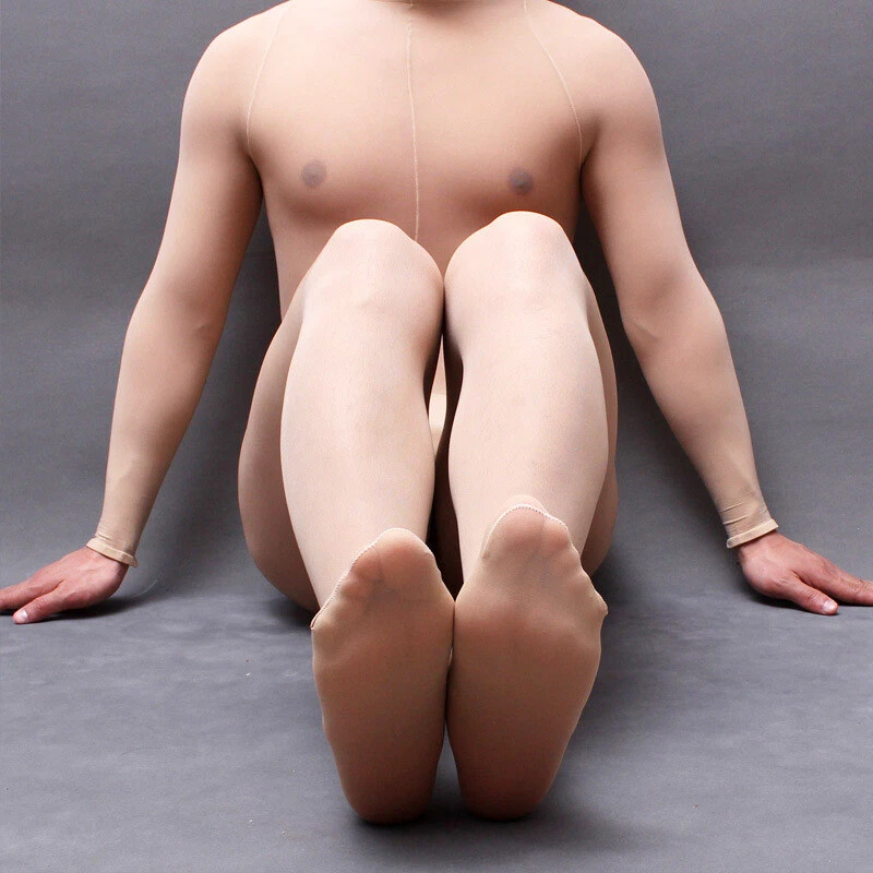 Tuta uomo trasparente 220 libbre taglie forti super elastica calze body - Immagine 3 di 4
