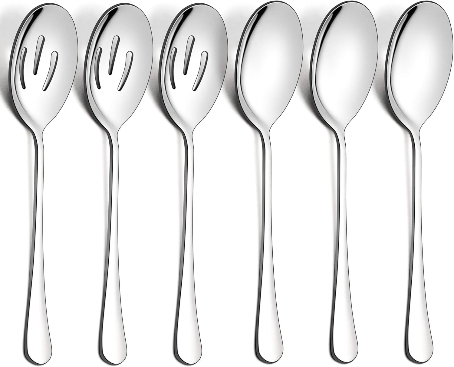 6 Pack Serving Spoons Set, Stainless Steel Large & Slotted Spoons for Buffet