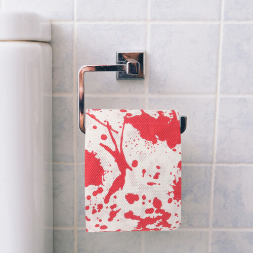  2 Rolls Rot Papier Badezimmer Toilettenpapier Gruseliges Halloween-Dekor - Bild 1 von 2