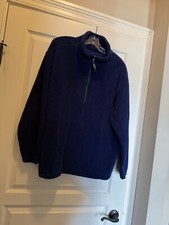 Eddie Bauer Fleece Pullover Mens Large 1/4 Zip Blue EBTEK