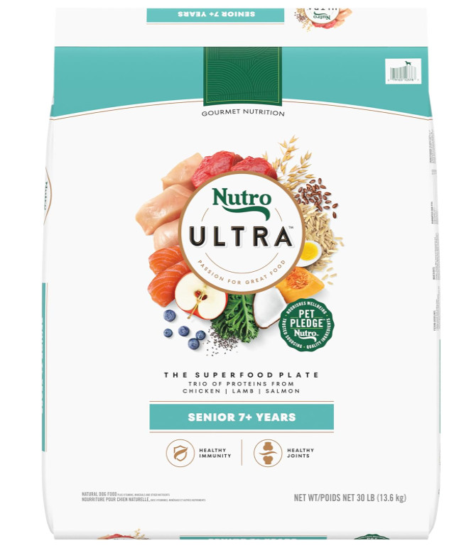 Nutro Ultra Senior Chicken, Lamb & Salmon Recipe Dry Dog Food, 30 lb