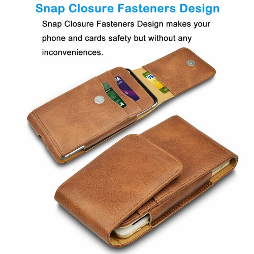 Vertical Cell Phone Holster Pouch Leather Wallet Case Universal w/Belt Clip Loop - Picture 23 of 26