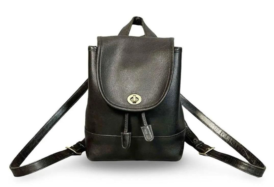 Vintage Coach Mini Backpack Black Old Coach Leather Rucksack Authentic