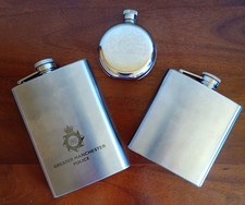 A Collection of 3 Stainless Steel Hip Flasks Unused