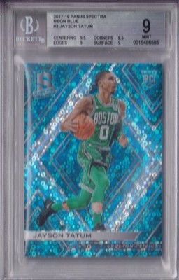 2017-18 Panini Spectra Jayson Tatum #3 Neon Blue 55/99 BGS 9 Celtics RC