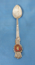 Oriental 5 Inch  Red Enamel Nickel Silver Souvenir Spoon
