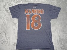 Peyton Manning NFL Team Apparel Denver Broncos Men T-Shirt Medium Heathered Blue
