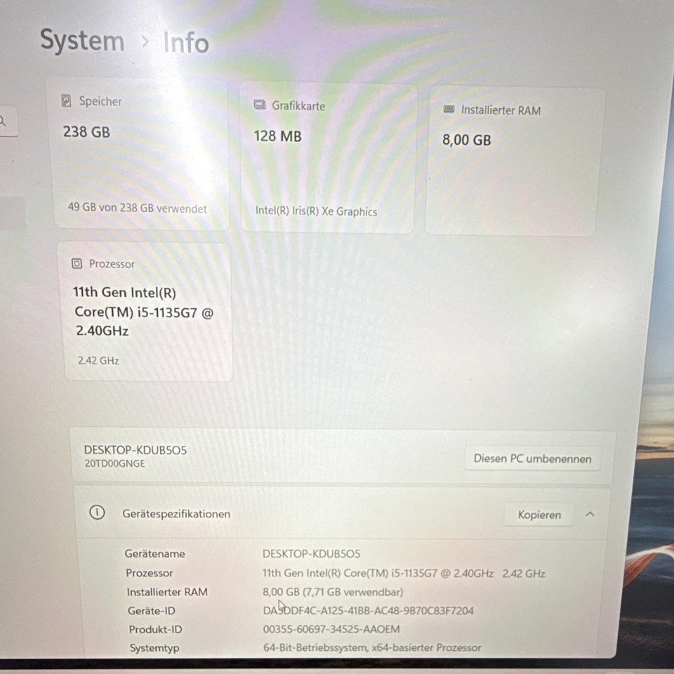 Lenovo ThinkPad E15 · i5-1135G7 · 8GB · 238GB, Foto 2 von 4