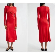 Farm Rio Twisted Cup Midi Dress - Size Small - Red 