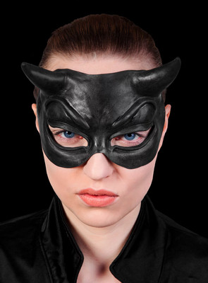 Mephisto Halbmaske schwarz - Fasching Halloween - Bequeme Teufel Maske für