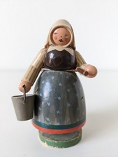 De colección Alemania Oriental Lechera Esposa Pescador Wendt Kuhn Madera Erzgebirge