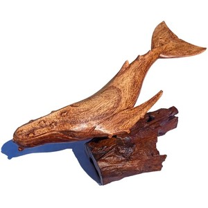 Naturalistische Holzschnitzkunst von Bali Buckelwal Wal 29 x 12 x 17 cm /2081