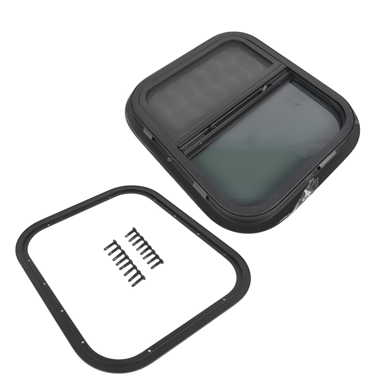 New Vertical RV Window 14" W x 16" H Tinted Sliding + Net Screen and Trim Ring