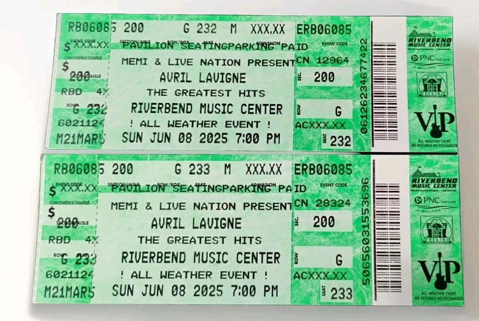 AVRIL LAVIGNE CONCERT TICKETS RIVERBEND MUSIC CENTER CINCINATTI OHIO 9/8/2025!!! - Image 2 of 4