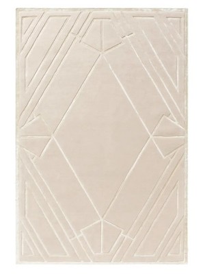 Hand-Tufted Wool Viscose Geometric Area Rug Beige Decor Design Carpet Rug