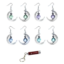 AlterImage Alluring Crescent Moon Glow In The Dark Earrings 4 Pack Green Blue
