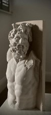 Greek sculpture Klytios Pergamon. Original casting. Aged plaster background