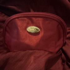 Christian Dior Red Fabric Makeup Bag with Zipper Cosmetic Case Parfums Organizer