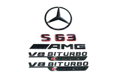 S63 AMG V8 BITURBO E Performance Heck Stern Emblem Schwarz Badge Set Mercedes W223