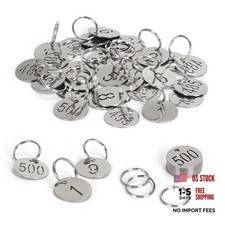 Number Tags with Rings, 25mm 304 Stainless Steel Numbered Key Numbers 1 to 10