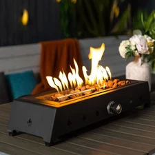28" Propane Gas Fire Pits with Glass 40000 BTU Rectangular Outdoor Garden Heater