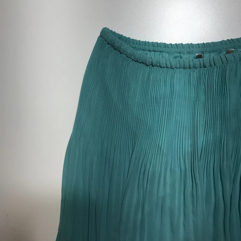 LC Lauren Conrad Mujer Alto Bajo Midi Plisado Verde Azulado Fluido con Forro Mediano Foto 3 de 4