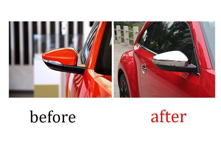 Tapa de tapa de espejo retrovisor puerta lateral cromada para Volkswagen Beetle 2012-2019 Foto 3 de 4