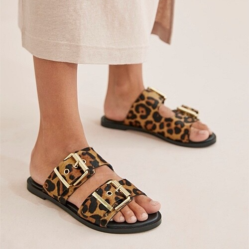 APL Country Road Elsa fibbia slide sandalo pelo di vitello taglia 38 US 7 multicolore