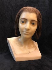 Vintage Life Size YOUNG WOMAN - FEMALE WAX MANNEQUIN HEAD - Eyes, Hair - Damaged