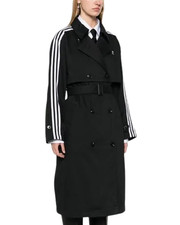Adidas Originals IZ0381 Classic Twill Trench Coat Black White Three Stripes M