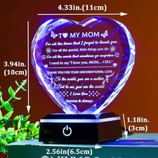 Cadeau pour Maman Cristal Coeur Souvenir avec Base LED Cadeau pour Mère Noël