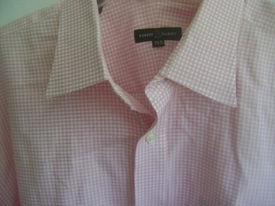 ROBERT TALBOTT 17.5-33 CHEST:27.5'' COTTON PINK & WHITE CHECKED BUTTON FRONT;EXC