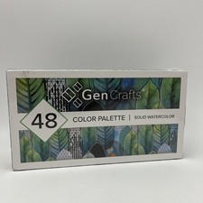 Watercolor Paint Palette 48 Colors with Paper Pad  Refillable Brushes   New
