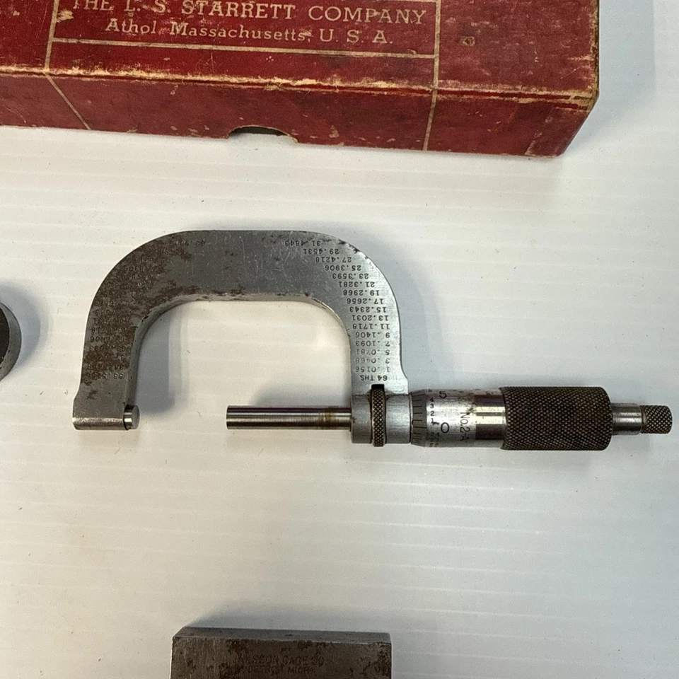 Starrett Micrometer Caliper No. 2A in original box W 1 & 2 Inch Gages - Image 2 of 4