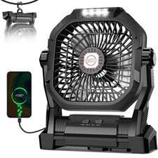 Camping Fan Rechargeable, 20000mAh Battery Powered Portable Universal, Black