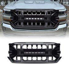 Glossy Black Front Armor Grille Woff-road Lights For 16-18 Chevy Silverado 1500 Glossy Black Front Armor Grille Woff-road Lights For 16-18 Chevy Silverado 1500