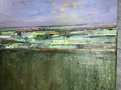 Abstract Landscape Original Acrylic 16 x 19 1/2 Signed on Back ' Bridge too Far 