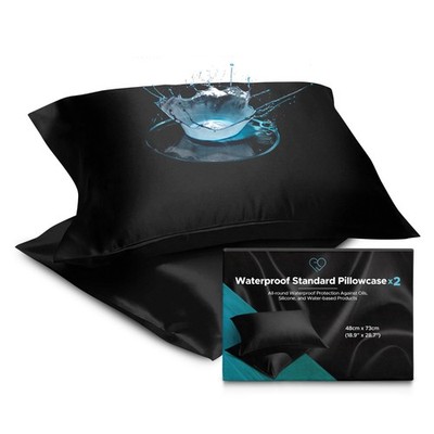 Back Waterproof Pillowcases | Fabric Standard Pair (48cm x 73cm) Full Protection